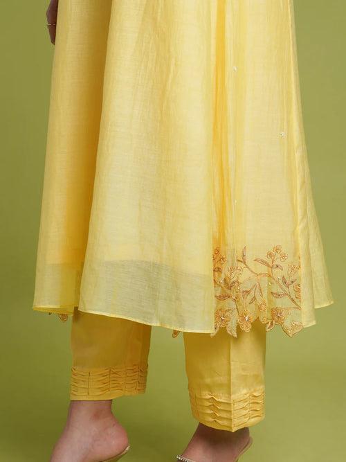 Bloom Flare Kurta Set- Yellow