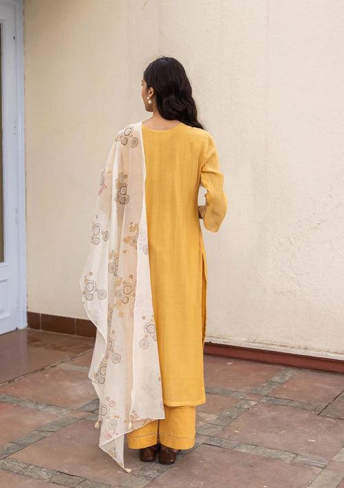 CANARY YELLOW PINTUCK KURTA SET