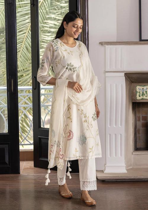 PEARL EMBROIDERED FLORAL KURTA SET