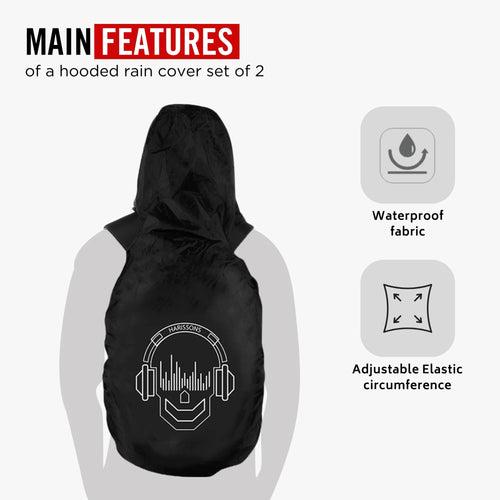 RAIN COVER with Hoodie Skull Black