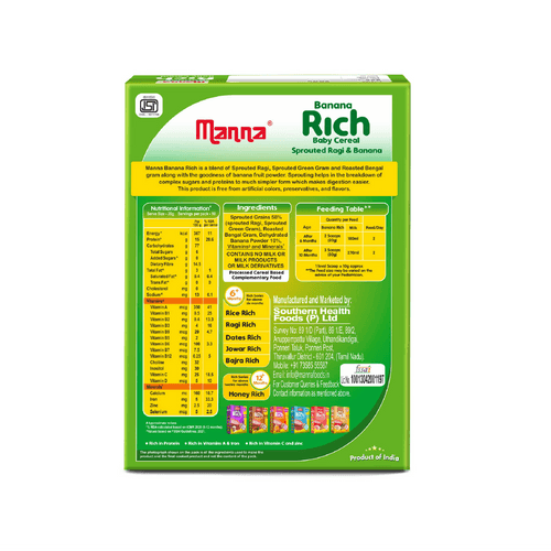 Banana Rich 200g - Baby Food (6+Months) Sprouted Ragi & banana  - 100% Natural Health Mix