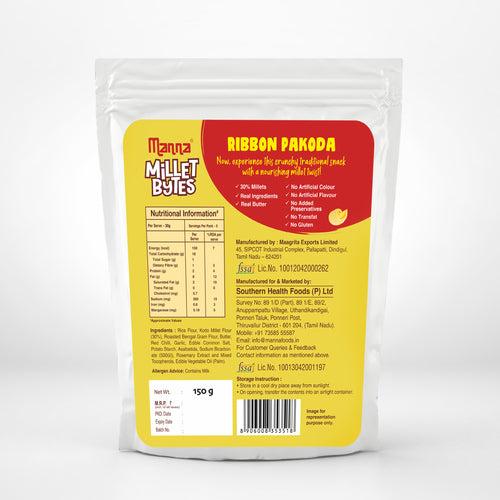 Millet Bytes- Ribbon Pakoda + Butter Murukku + Thenkuzhal Murukku - 450g