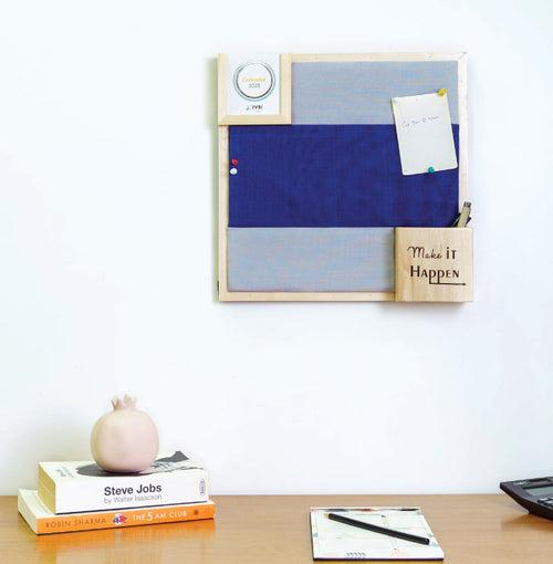 IVEI Dual Colour Pin Board with Calendar and Pen stand with Quote