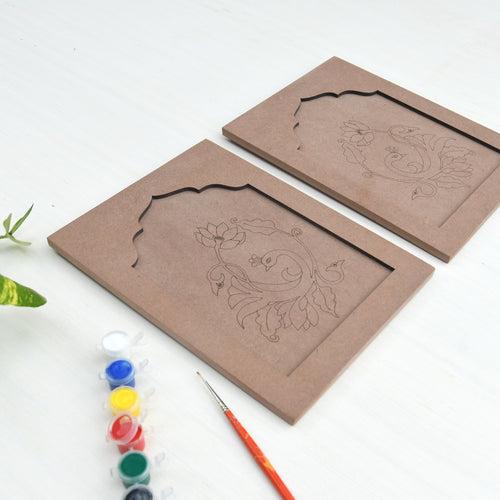 IVEI DIY MDF Pre marked Jharokha - Set of 2