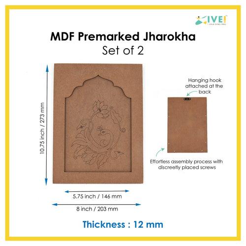IVEI DIY MDF Pre marked Jharokha - Set of 2
