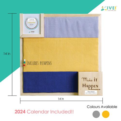 IVEI Dual Colour Pin Board with Calendar and Pen stand with Quote