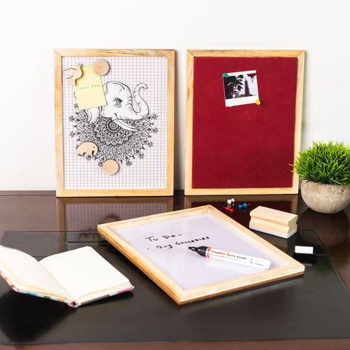 IVEI Whiteboard, Metal board & Pin Board (Small) - Set of 3