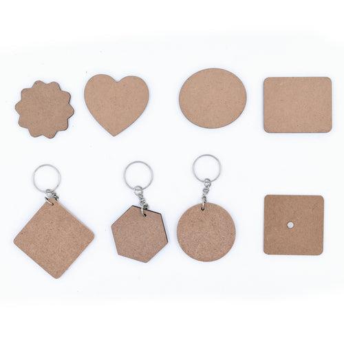 IVEI DIY MDF Keychains and Magnets - Set of 18 ( 6 Keychains & 12 Magnets)