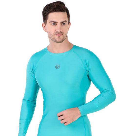 Men's Polyester Compression Tshirt Full Sleeve (Coral Green)