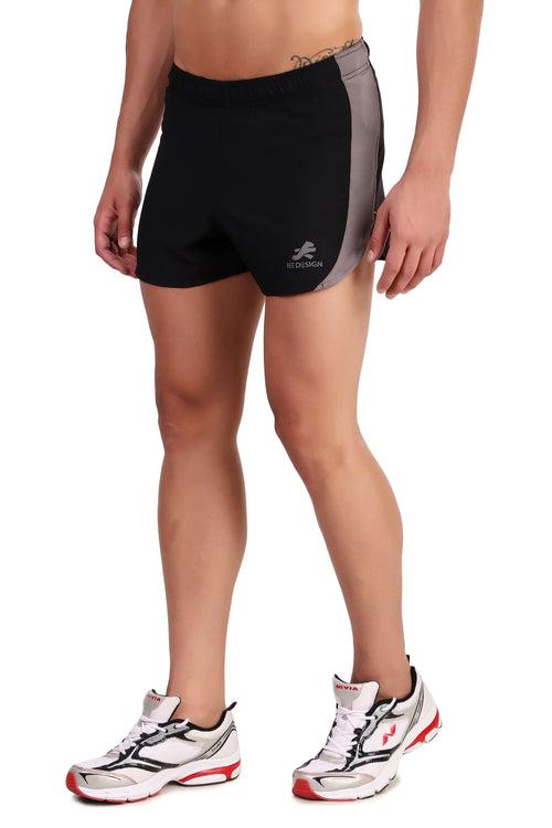 3" Ultra Running Marathon Split Shorts For Men (Black/Beige)