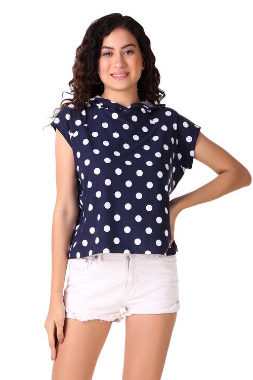 Mega Sleeve Hoodie For Women (Polka Blue)