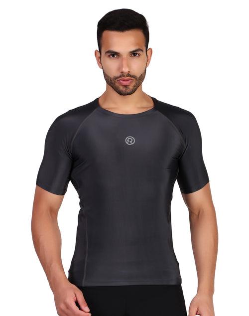 Men's Polyester Compression Tshirt Half Sleeve (Dark Grey)