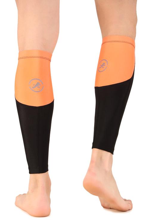 Polyester Compression Calf Sleeves (Black/Orange)