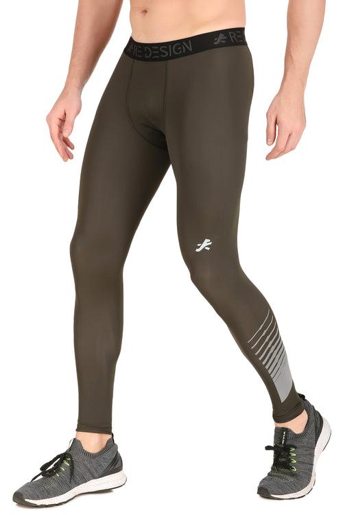 Men's Nylon Reflective Compression Pant (Military Green)