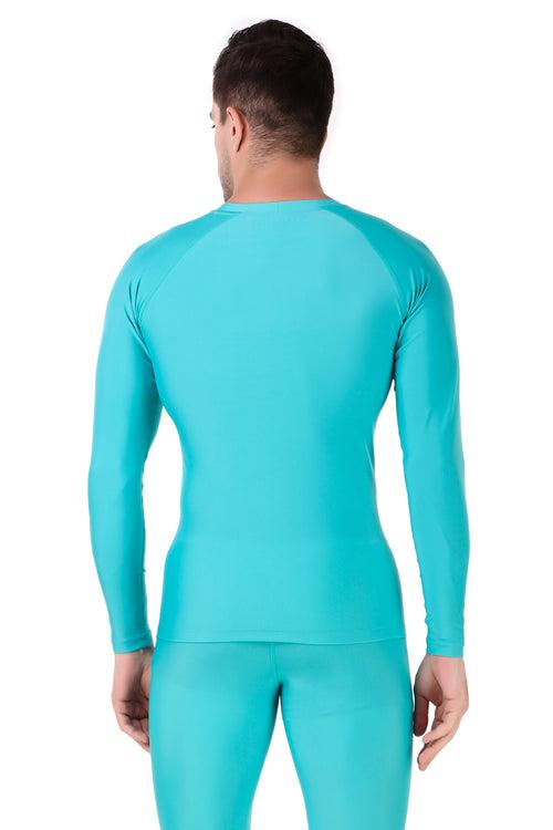Men's Polyester Compression Tshirt Full Sleeve (Coral Green)
