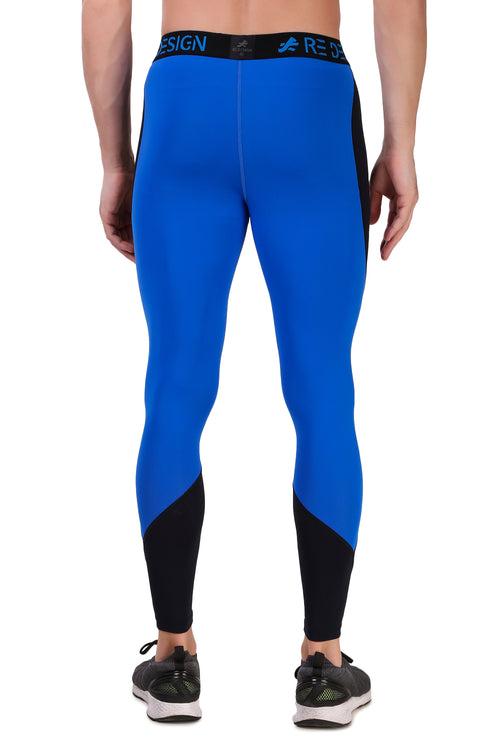 Nylon PB Series Compression Pant and Full Tights For Men (Black/Royal)