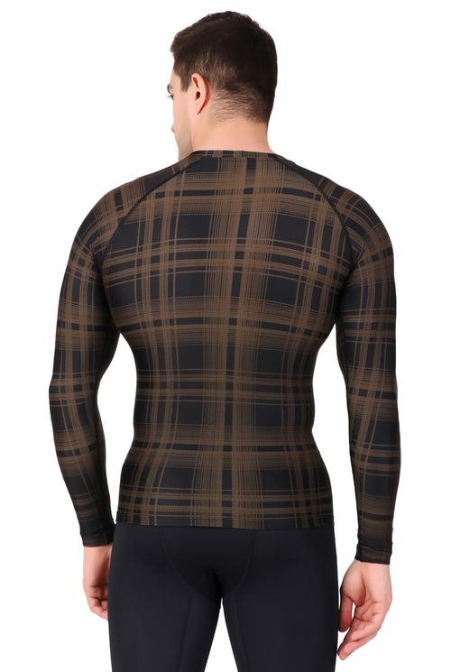Men's Nylon Compression Tshirt Full Sleeve Tights (Plade)