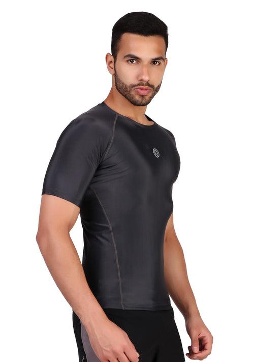 Men's Polyester Compression Tshirt Half Sleeve (Dark Grey)