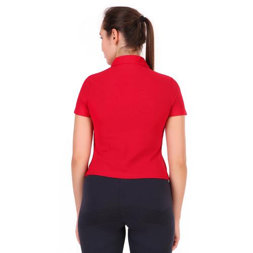 Activewear Polo Crop Top For Women (Red)