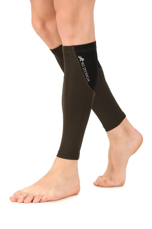 Nylon Compression Calf Sleeves (Black/Military Green)