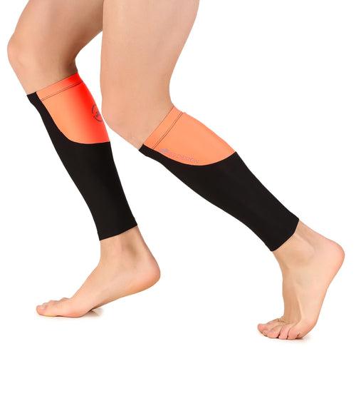 Polyester Compression Calf Sleeves (Black/Orange)