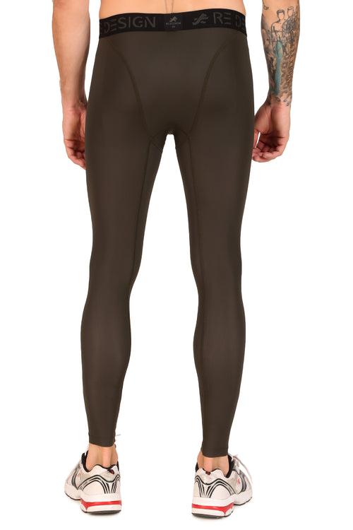 Men's Nylon Compression Pant and Full Tights (Military Green)