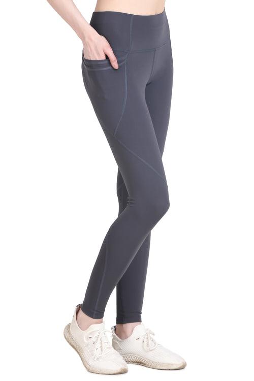 Nylon 4 Pocket Compression Legging/Tights For Women (Dark Grey)