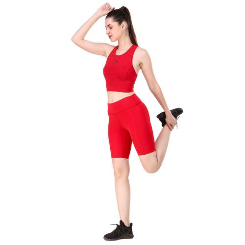 Nylon Compression Shorts For Women (Red)