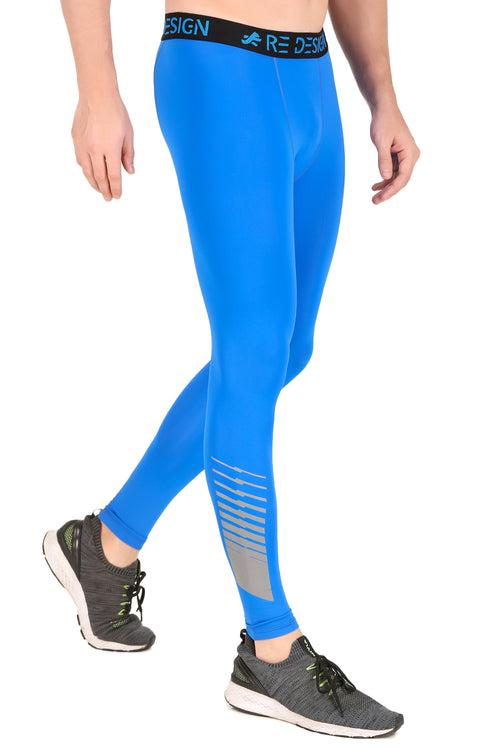 Men's Nylon Reflective Compression Pant (Royal Blue)