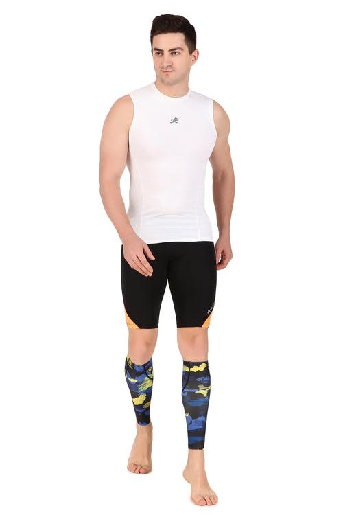 Polyester Compression Calf Sleeves (Blue Camo)