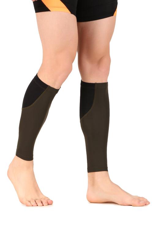 Nylon Compression Calf Sleeves (Black/Military Green)