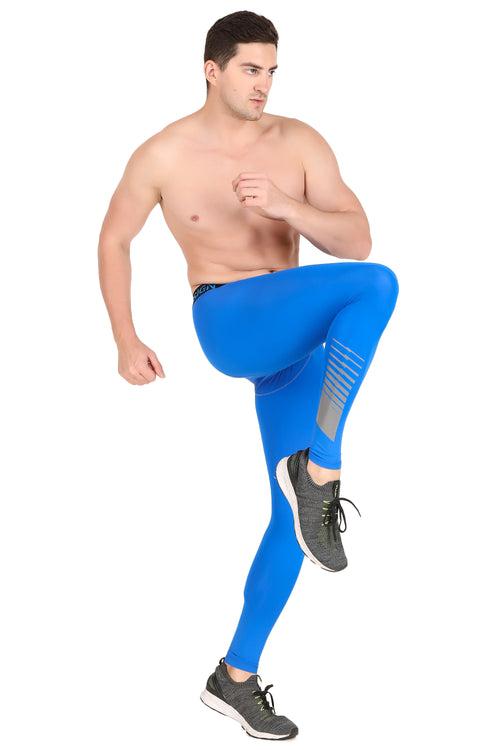 Men's Nylon Reflective Compression Pant (Royal Blue)
