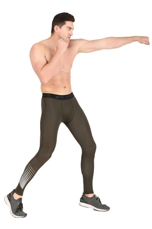 Men's Nylon Reflective Compression Pant (Military Green)