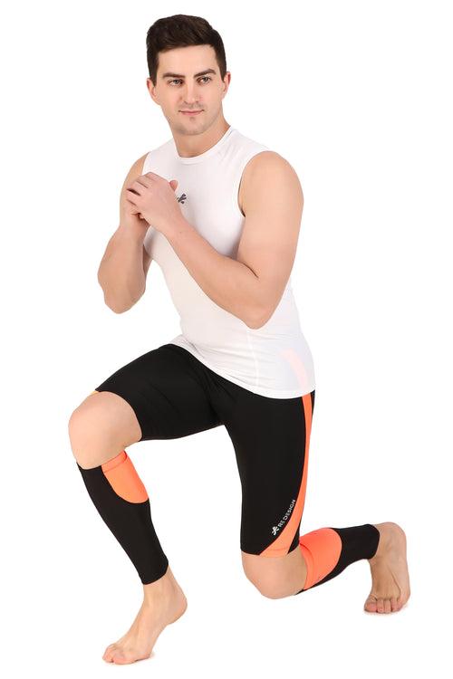 Polyester Compression Calf Sleeves (Black/Orange)