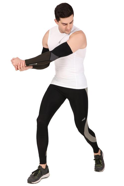 Nylon Compression Arm Sleeves (Black/Dark Grey/Green)