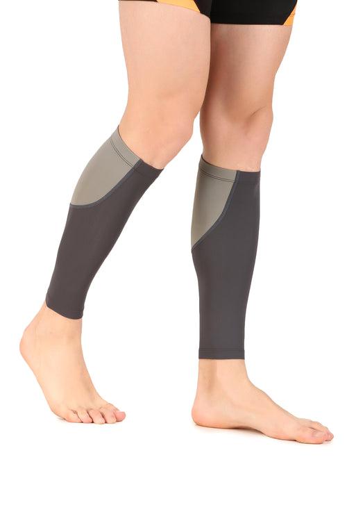 Nylon Compression Calf Sleeves (Dark Grey/Light Grey)