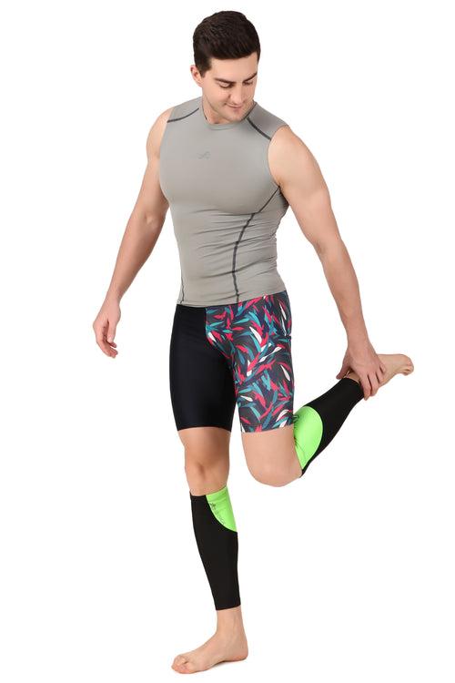 Polyester Compression Calf Sleeves (Black/Neon Green)