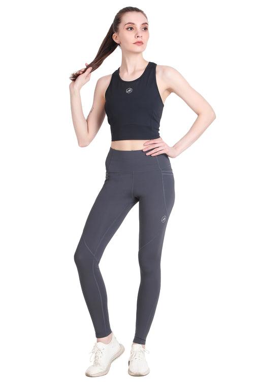 Nylon 4 Pocket Compression Legging/Tights For Women (Dark Grey)