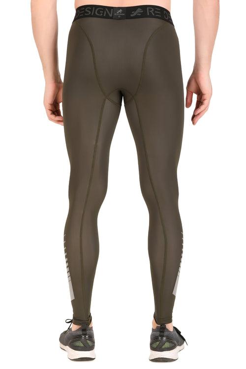 Men's Nylon Reflective Compression Pant (Military Green)