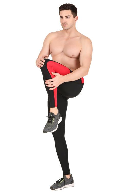 Men's DC Pocket Nylon Compression Pant and Full Tights (Black/Red)
