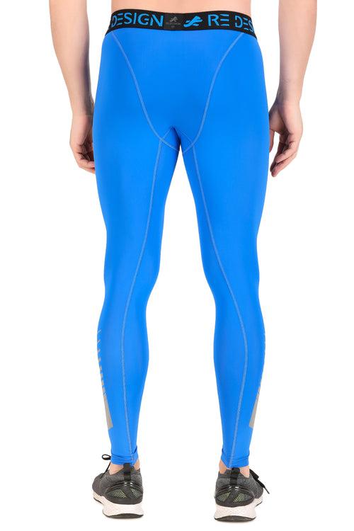 Men's Nylon Reflective Compression Pant (Royal Blue)