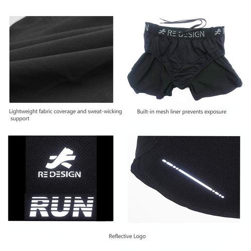 3" Ultra Running Marathon Split Shorts For Men (Black/Red)