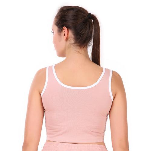 Cotton Crop Tank Top For Women (Pink)