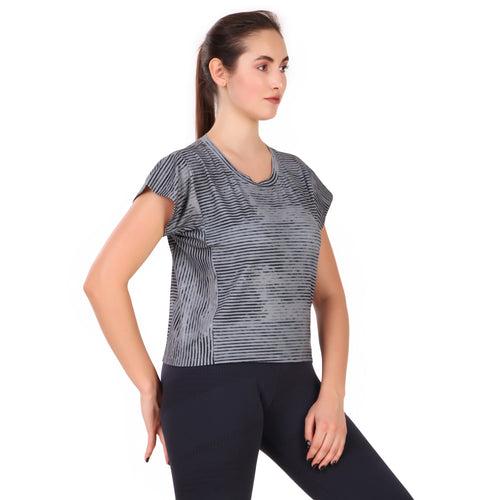 Performance Chic Mega Sleeve Tshirt For Women (Abstract Grey)