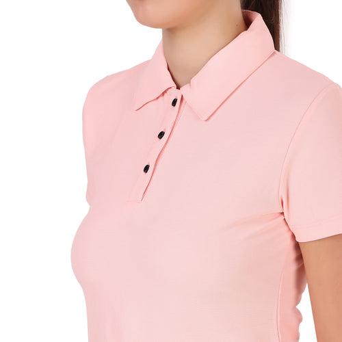 Activewear Polo Crop Top For Women (Light Pink)