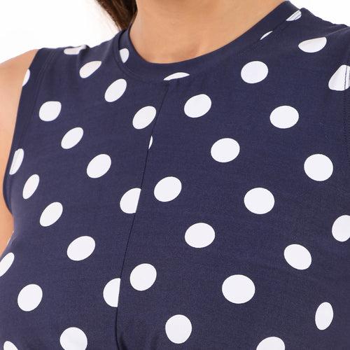 Active Crop Top For Women (Polka Blue)