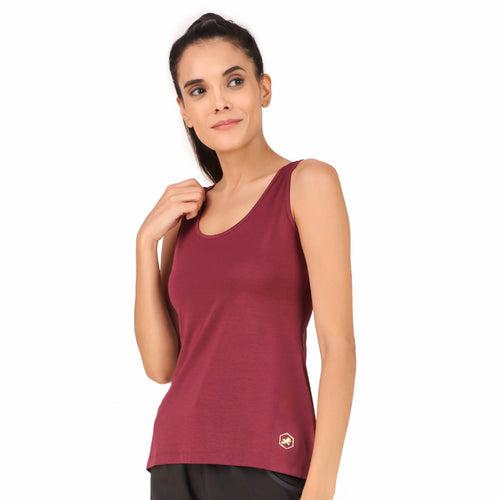 Back Cut-Out Sleeveless Tshirt For Women (Maroon)