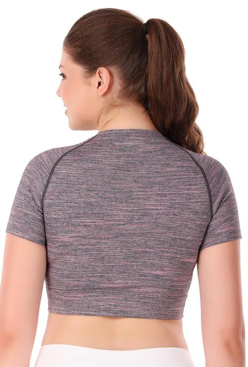 Compression Crop Top For Women (Ruby Heather)