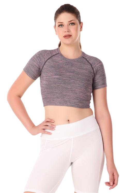 Compression Crop Top For Women (Ruby Heather)