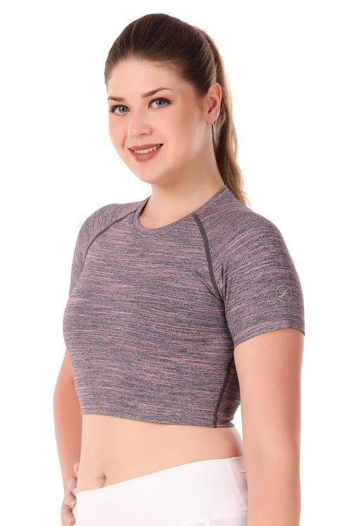 Compression Crop Top For Women (Ruby Heather)